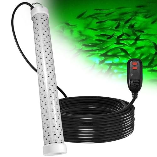 Goldlife 110V Underwater Green Fishing Light with 100ft Cable, 21Inch 800W 80000LM GFCI Safety Plug...