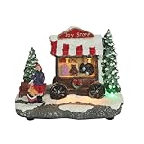 YANSYUAN Christmas Toy Shop Figurines,LED Lights, Battery Operated Village Building,Christmas Home Accessories for Home Decor