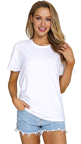 RightPerson Women's Casual Loose Short Sleeve Crewneck T-Shirts Solid Color Basic Summer Tops2