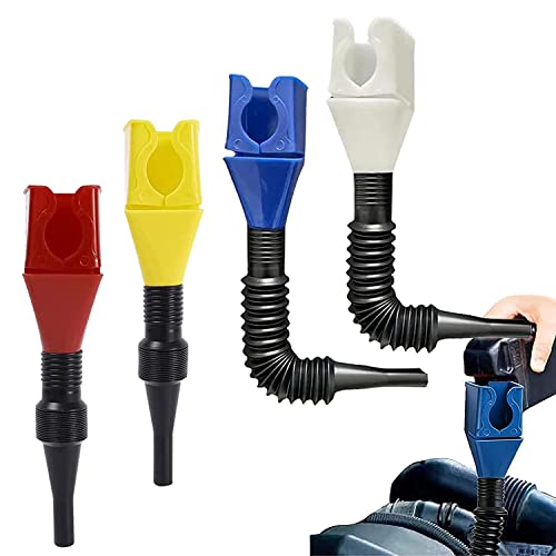 4PCS Flexible Draining Tool Snap Funnel Set,Universal Draining Tool Oil Funnel,Plastic Clasp Funnel Spill-Free - Hand-Free Large Funnels Wide Mouth for for Motorcycle Car Oil Gasoline (4)