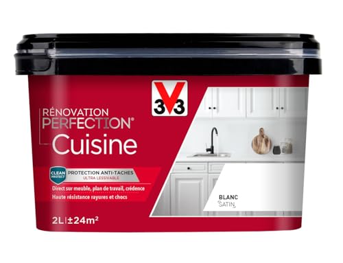 V33 Peinture de rénovation cuisine, Rénovation perfection Blanc satin 2L