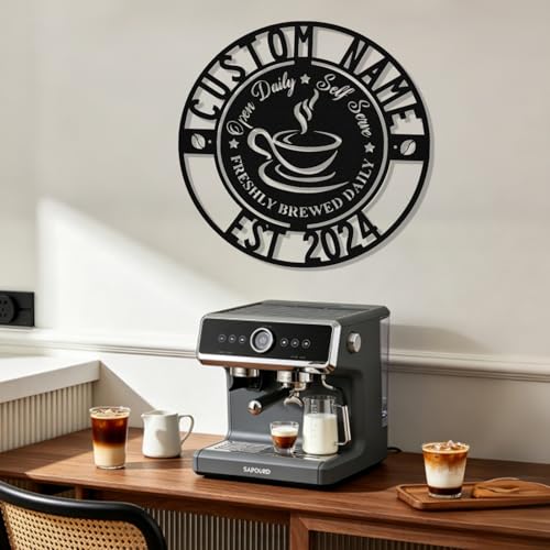 Image of Personalized Coffee Metal Sign, Custom Coffee Bar Signs, Custom Name Signs for Cafe Station, Coffee Wall Art Decor for Kitchen, Cafe Shop Decor, Cafe Lover Gift