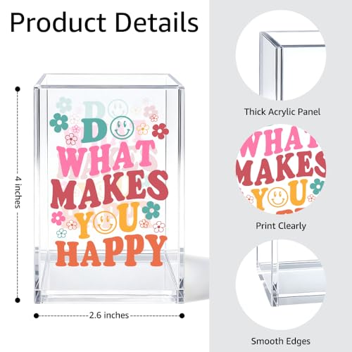 Image of Mental Health Acrylic Pen Pencil Holder for Desk Makeup Organizer (Transparent04)