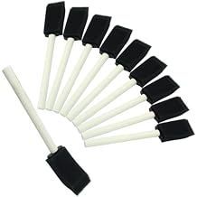 10 Pcs 1Inch Foam Paint Brushes, Sponge Paint Brush with Wooden Handle, Foam Brushes for PaintingBlack
