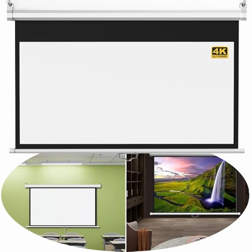 Pantalla manual proyector 72 pulgadas bloqueo automático