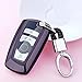 Produktbild HEZHOUJI Autoschlüssel Hülle Vollschutz TPU weiche Autoschlüssel Fall Shell Key Holder Key Covers für BMW 1234567 Serie F07 F10 F11 künstliche Kristall Anhänger, A, lila, Schlüsselbund