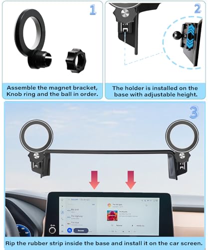 Image of Car Phone Holder for Toyota Grand Highlander / Hybrid 2024-2026 Accessories | 12.3 inch Screen Clip-On MagSafe Strong Magnetic Cell Phone Mount, Dual Slots for Driver & Passenger,360 Rotatable Hands-Free
