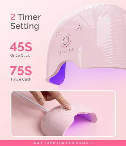 Image of MelodySusie Mini LED UV Nail Lamp with Lightweight Design, P-ART06F Nail Dryer with Simple Button Control Cures All Soft Gels at Home, Especially Half-Cured Gel, Base Coat & Top Coat Pink