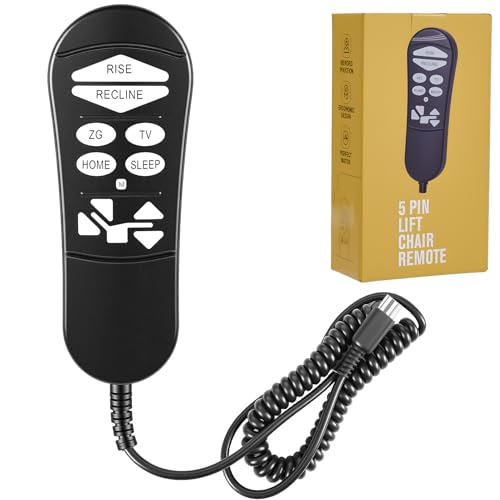 5-Pin Lift Chair Remote Replacement Compatible with Golden&Ultra Comfort Dual-Motor Recliners Recliner Hand Controller for ZKAD-2/3/4/5 Style Remotes Supports Rise Recline TV Home Sleep Zero Gravity