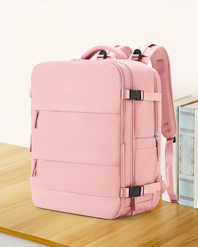 Image of coowoz Large Travel Backpack Carry On for Women Man Gym Backpacks with Laptop Compartment Mochila de Viaje Teacher Personal Item Backpack Rucksack Airplane Accessories Must Haves Pink