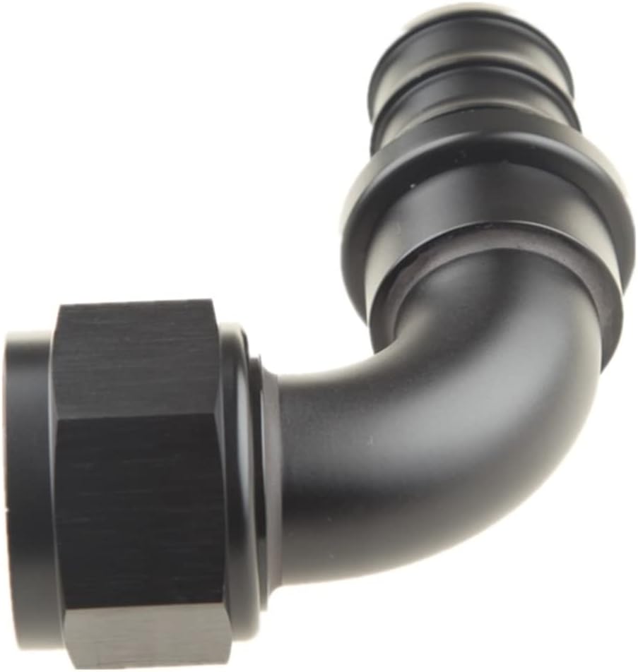 AdlerSpeed AN16 16AN Female 90 Degree Swivel Push On / Push Lock Hose End Oil Fuel Line Fitting Black