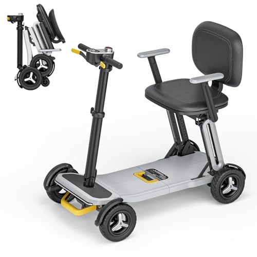 Image of PAISEEC L5 Mobility Scooter 32 lbs Ultra Lightweight, One-Step Folding Mobility Scooters for Seniors, Electric Scooter with PAI Safety System, Airline Approved Mobility Scooter (Grey, 15 Miles)