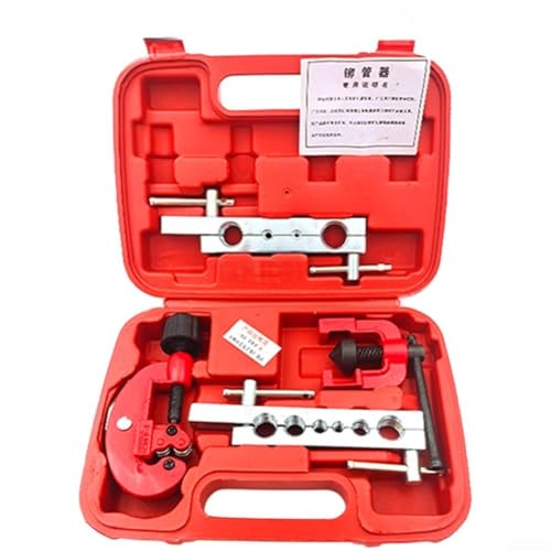 TDCuizent Juego de 4 remachadoras de tubos, herramienta de ensanchamiento para tubos de aluminio de cobre de 3 a 19 mm, construcción de hierro fundido con caja de almacenamiento, grado de acabado rojo