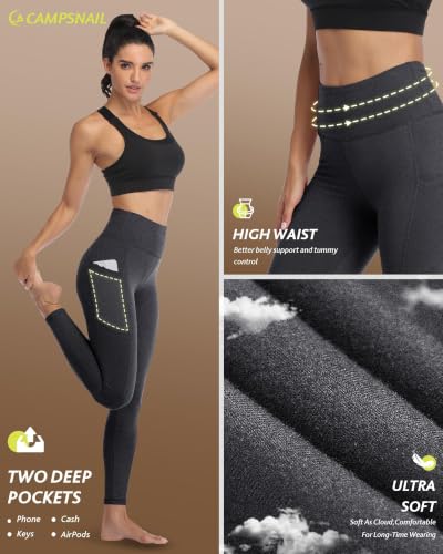 Image of CAMPSNAIL Fleece Lined Leggings Women - Thick Winter Thermal Warm Pants | Soft High Waisted Tummy Control Leggings, Winter Clothing for Snow Cold Weather Hiking Travel, Fleece Tights