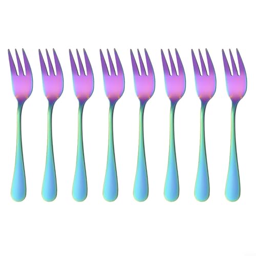 Prácticos tenedores de postre de acero inoxidable para cumpleaños y fiestas, paquete de 8 (8 piezas)