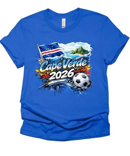 Daytee Cape Verde 2026 Soccer Fan T-Shirt Cape Verde Flag Football Graphic Tee for Adults Unisex Shirt S-3XL (US Alpha Large Regular Regular Royal Blue)