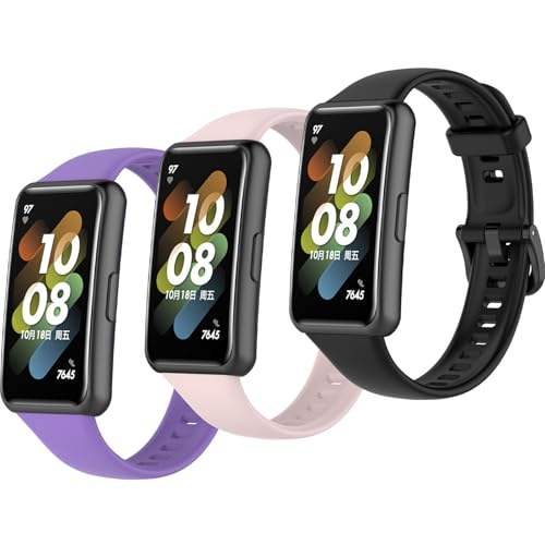 Correas compatibles con Huawei Band 7, pack 3 de silicona miniatura 1