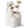 YEENAASY Ceramic vase Set of 3, Small Flower Vases for Rustic Home Decor, Modern Farmhouse Decor, Vase for Dried Flower, Living Room Decor, Shelf, Table, Bookshelf, Mantel and Entryway Decor (White) YEENAASY Ceramic vase Set of 3, Small Flower Vases for Rustic Home Decor, Modern Farmhouse Decor, Vase for Dried Flower, Living Room Decor, Shelf, Table, Bookshelf, Mantel and Entryway Decor (White)