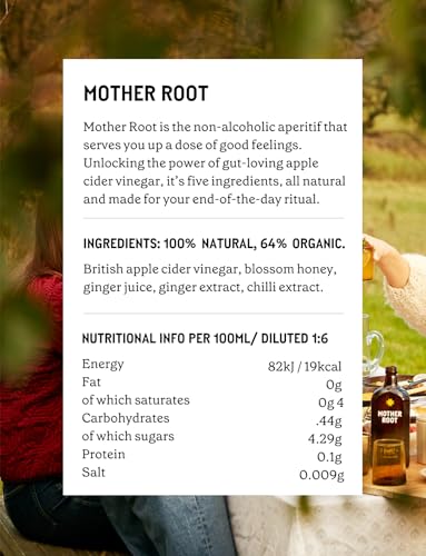 Mother Root Ginger (500Ml) | Award-Winning Fiery + Fresh Alcohol-Free Aperitif | As Seen On Dragons’ Den | Benefit Rich Ginger & Acv | Bold, Complex & Delicious | Mix With Soda | Up To 20 Drinks - 2
