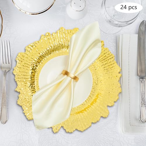 Set de 24 platos dorados redondos de 12.6 in miniatura 7