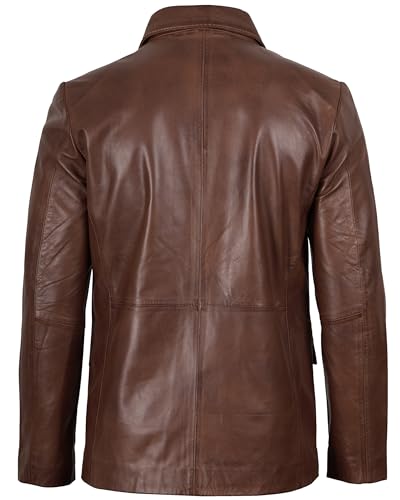 Image of fjackets Mens Leather Blazer Jacket - Real Lambskin Leather Sport Coat, 2-Button, Fully Lined, Business to Weekend
