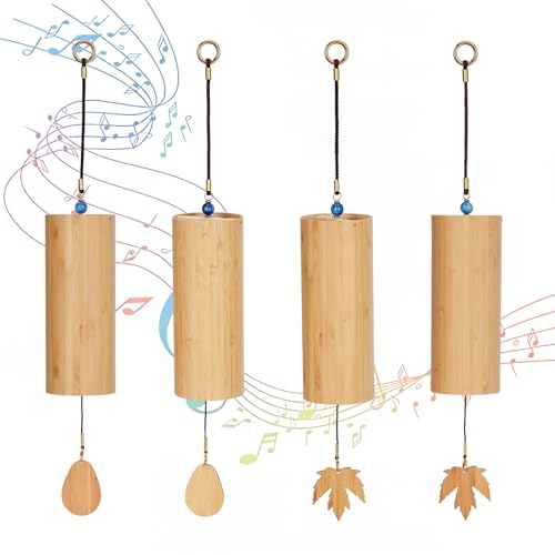 Wind Chime Set of 4 ElementsSound Healing Instruments with 4 Different Beautiful Tones(Verdant Solstice Harvest Hearth) 2 Kinds of Pendants Hand-Tuned for a Harmonious Melody