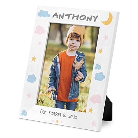 Murrano White Wooden Photo Frame - Frame with Imprint - Personalised Picture Frame for Wall Hanging and Tabletop - Birthday Gift for Men - Moon Cover