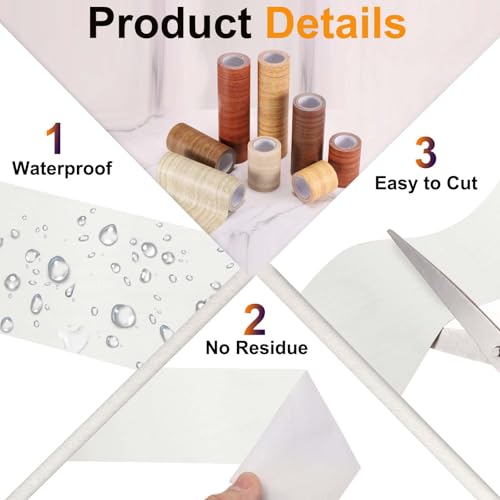 Image of PATIKIL Wood Grain Tape 4.7 inch x 32 ft, Self-Adhesive Wood Texture Repair Tape Realistic Wooden Effect Patch for Furniture Cabinets Floor Walls, White Wood Grain