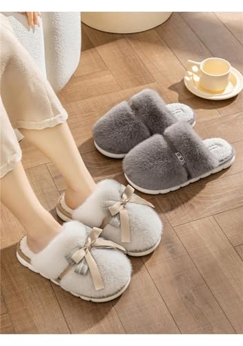 Nevka Fuzzy Slipper With Plush Bowknot Design Thickening Sole Non-slip Grip for Cozy Secure Steps Winter Comfort Redefined4