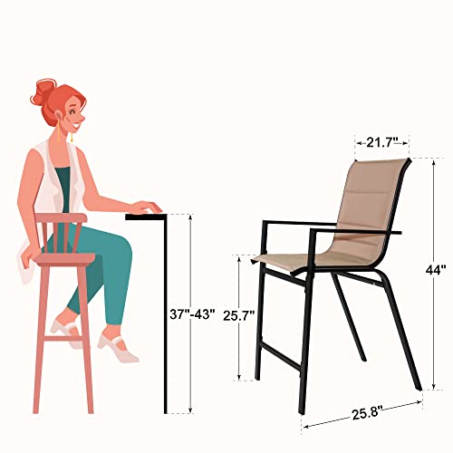 Anmutig Patio Bar Stools Set Of 2 Outdoor Padded Fabric Bar Height Patio Stools & Bar Chairs With Armrest, All-Weather Patio Furniture For Deck Lawn Garden #TOP2