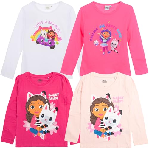 Gabby's Dollhouse - Niña - Camiseta Camiseta Camiseta de Manga Larga - Otoño Invierno - Algodón - Licencia Oficial, 1323 White, 4 años
