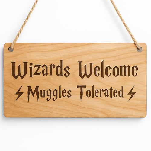Wizards Welcome Muggles Tolerated Sign Magic Wall Art Funny Movie citação cartaz de madeira placa de madeira natural decoração de casa presente mágico
