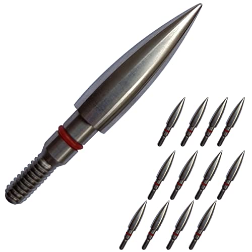 Stainless Steel Archery Field Points,9/32″ 19/64″ 5/16″ 11/32″ Diameter 100/125/150/175/200/250/300 Grains,Screw in Archery Field Tips(1 Dozen 12PCS) (9/32″-125grains)