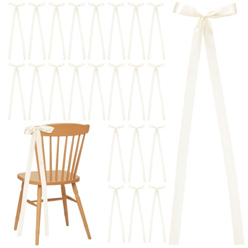 PH PandaHall 24pcs Grand Nœud en Ruban Ivoire pour Mariage 94x24cm Nœuds de Chaise de Mariage Longs Nœuds en Satin pour Dossier de Chaise Décoration de...
