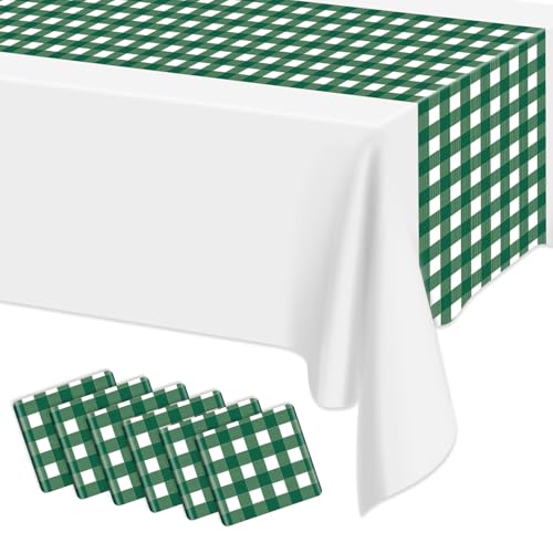 Hegbolke 6 Pack Green Gingham Table Runner, Green...