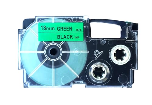Image of LIVYU LIFE 18mm Tape Compatible Label Tape Replacement for Casio KL-120, KL-60, KL-820, KL-7400, KL-G2, KL-HD1 Label Maker, (Black Ink on Green Tape -18 mm x 8m-1 Pcs)