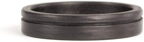 Women's carbon fiber flat ring. Unique and modern black wedding band. Water resistant, very durable and hypoallergenic. (00109_4N)
