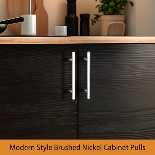 Image of Probrico 50 Pack| 5 inch Drawer Pulls Stainless Steel, Modern Polished Chrome Cabinet Pull, Round T bar Handles Dresser Drawer Pulls, Kitchen Cabinet Knob Hardware