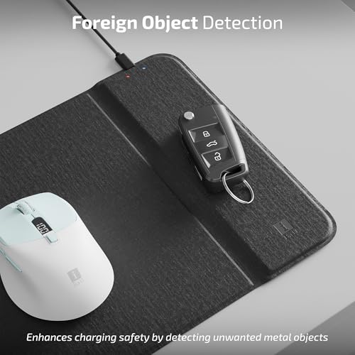 Image of iBall Tracky 200W, 15W Fast Wireless Charging Mousepad, Retractable Mobile Stand, Type C, Leatherite Surface, Anti-Skid Base, 7mm Slim, Smooth Glide, FOD Protection