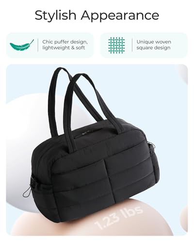 Image of BAGSMART Gym Bag for Women, Lightweight Puffer Duffle Bag 2-PC Travel Bag, 31L Weekender Overnight Bag Quilted Carry On Tote Bag, Diaper Hospital Dance Bag for Travel, Gym, Water Resistant