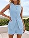 ZESICA Women's 2026 Summer 2 Piece Short Sets Sleeveless Crew Neck Suit Vest Tops High Waist Shorts Business Outfits,Blue,Medium
