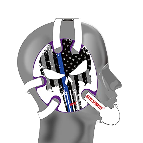 Geyi American Flag Thin Blue Line Wrestling Headgear (Purple)