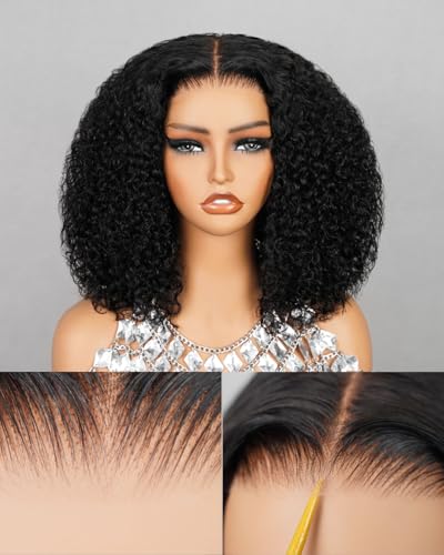 Megalook hair 6x5 Bob Wig Glueless Curly Human Hair Wig