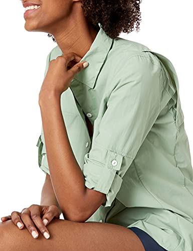 Amazon Essentials Women's Long-Sleeve Classic-Fit Outdoor Shirt With Chest Pockets, Light Green, Large #TOP2