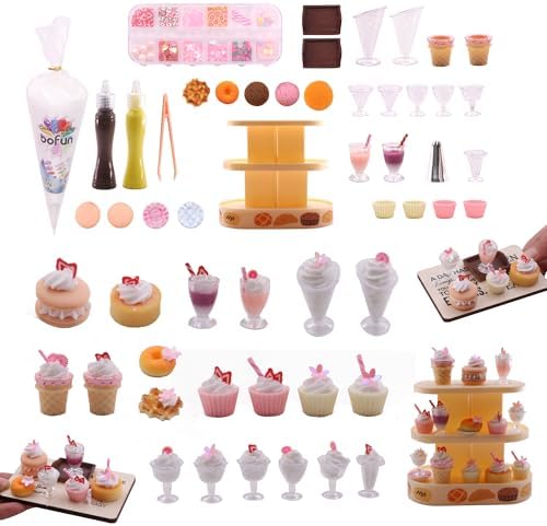 BoFUN DIY No-Bake Miniature Food Craft Kit - 1/12 Scale Dollhouse Kitchen Accessories, Hobby Craft Set for Teens Adults Ages 12+, Creative Art Project & Birthday Christmas Gift (Baking)
