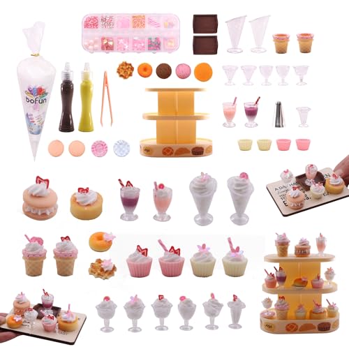 BoFUN DIY No-Bake Miniature Food Craft Kit - 1/12 Scale Dollhouse Kitchen Accessories, Hobby Craft Set for Teens Adults Ages 12+, Creative Art Project (Bake DIY)