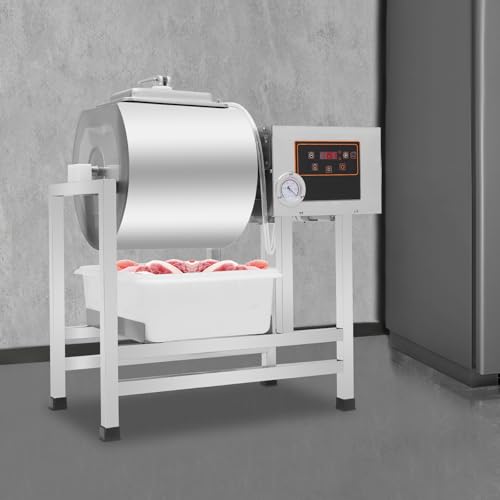 Fridgestea 38L Marinator - Picadora de carne con tiempo ajustable de 1 a 99 minutos, con LED, dispositivo de procesamiento de carne con tapa para comedores, hogares y tiendas de urger, color plateado