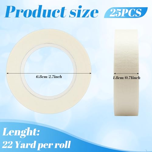 Image of Gilprop 25 Rolls White Painters Tape Bulk Masking Tape 0.7 Inch x 22 Yard (550 Total Yards) Adhesive Masking Scribing painting supplies for Walls Kitchen Home DIY Artist Craft Arts