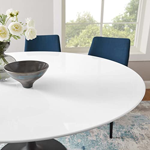 Image of Modway Lippa 60 inch Round Wood Dining Table, White Top, Black Base