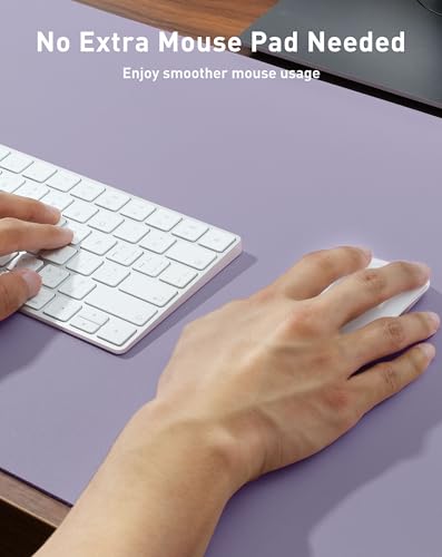 Image of Aothia Faux Leather Desk Mat - Large Mouse Pad, Non-Slip PU Leather Blotter, Waterproof Writing Surface for Office and Home (Lavender, 42 inch x 17 inch)